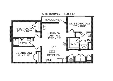 a floor plan of a house showing the bedrooms and baths